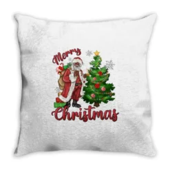 Merry Christmas Black Santa Throw Pillow