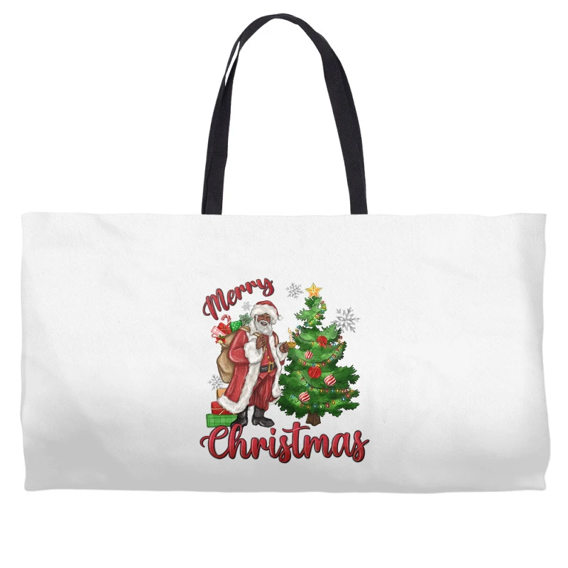 Merry Christmas Black Santa Weekender Totes 1 Merry Christmas Black Santa Weekender Totes