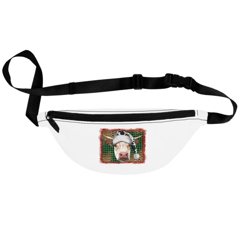 Merry Christmas Hereford Cow With Background Fanny Pack 1 Merry Christmas Hereford Cow With Background Fanny Pack