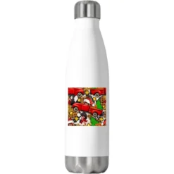 Christmas Truck Seamless Digital Paper Stainless Steel Water Bottle