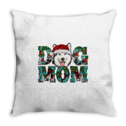 Christmas Dog Mom Husky Throw Pillow