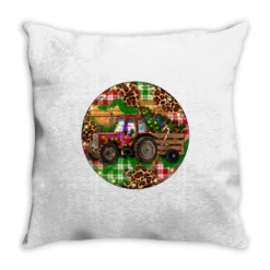 Christmas Farm Red Tractor Throw Pillow