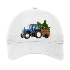 Blue Christmas Tractor Adjustable Cap