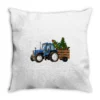 Blue Christmas Tractor Throw Pillow
