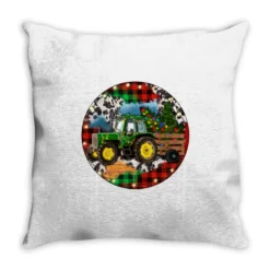 Christmas Farm Tractor Throw Pillow