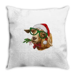 Christmas Glasses Goat Throw Pillow