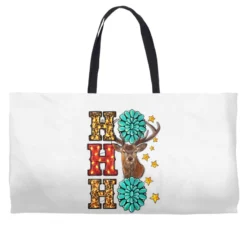 Gemstone And Reindeer Christmas Ho Ho Ho Weekender Totes