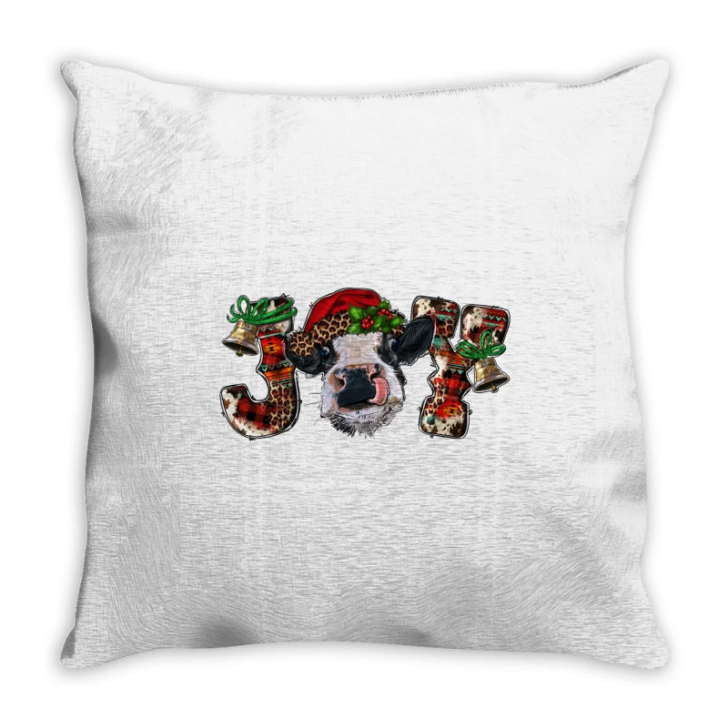Christmas Joy Heifer Cow Throw Pillow 1 Christmas Joy Heifer Cow Throw Pillow