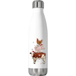 Merry Christmas Farm Animals Stainless Steel Water Bottle