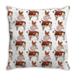 Merry Christmas Farm Animals Throw Pillow