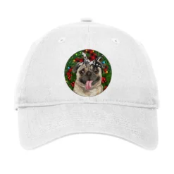 Christmas Pug With Buffalo Plaid Adjustable Cap