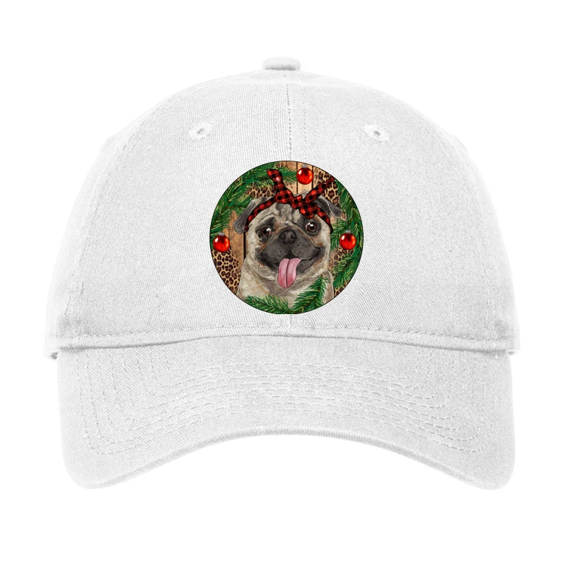 Christmas Pug With Leopard Adjustable Cap 1 Christmas Pug With Leopard Adjustable Cap
