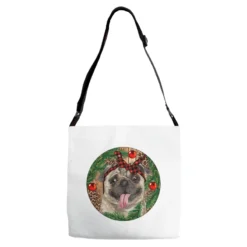 Christmas Pug With Leopard Adjustable Strap Totes