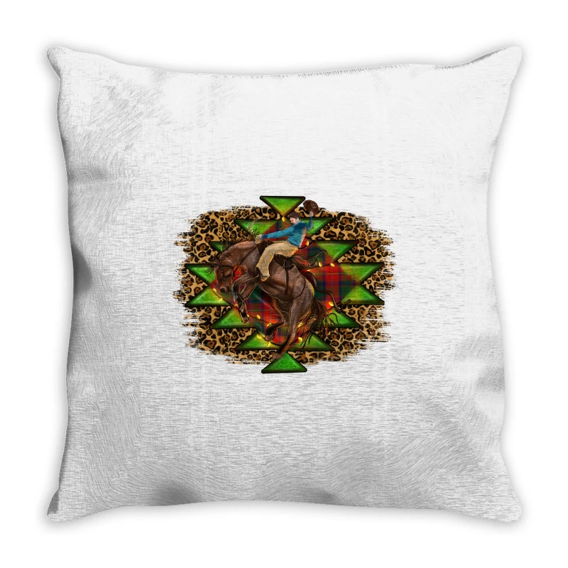 Western Christmas Rodeo Distressed Throw Pillow 1 Western Christmas Rodeo Distressed Throw Pillow
