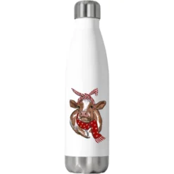 Christmas Heifer With Scarf Stainless Steel Water Bottle
