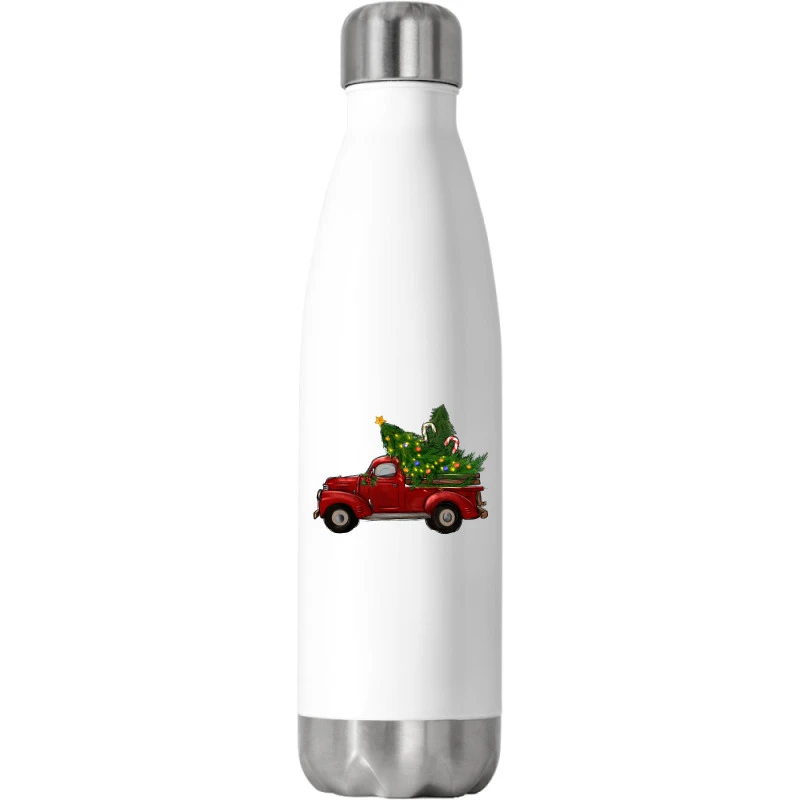 Christmas Trees With Truck Stainless Steel Water Bottle 1 Christmas Trees With Truck Stainless Steel Water Bottle