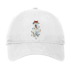 Christmas White Shepherd With Christmas Lights Adjustable Cap