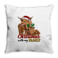 Cow And Calves Christmas With My Family Throw Pillow