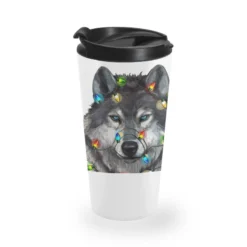 Christmas With Wolf Travel Mug