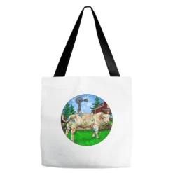 Christmas Charolais Bull And Barnyard Tote Bags