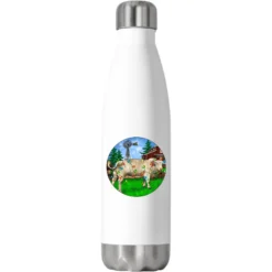 Christmas Charolais Bull And Barnyard Stainless Steel Water Bottle