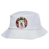 Christmas White Shepherd With Buffalo Plaid Bucket Hat