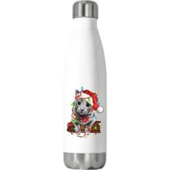 Christmas Russian Blue Cat Stainless Steel Water Bottle