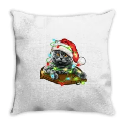 Christmas Scottish Fold Cat Throw Pillow