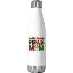 Santa's Favorite Hockey Goalie Mom Christmas Stainless Steel Water Bottle