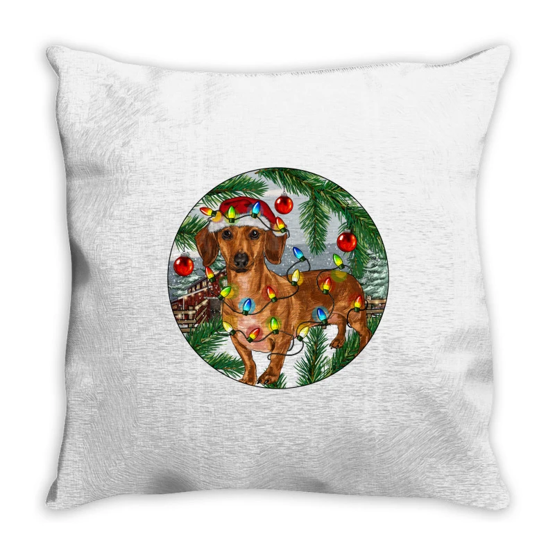 Dachshund Christmas Tree Throw Pillow 1 Dachshund Christmas Tree Throw Pillow