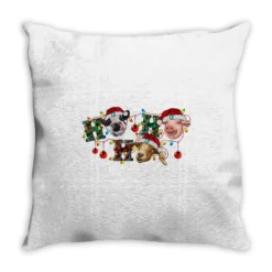 Hohoho Christmas Cows Throw Pillow