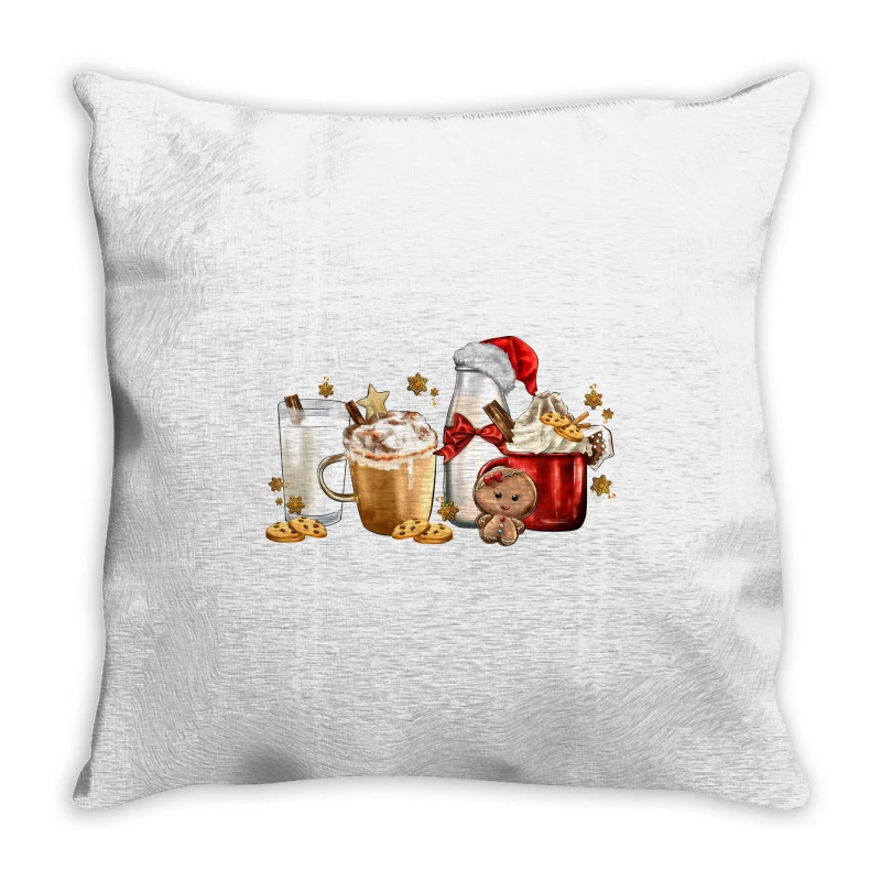 Christmas Milk And Cookie Latte Coffee Cups Throw Pillow 1 Christmas Milk And Cookie Latte Coffee Cups Throw Pillow