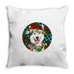 Christmas Husky Throw Pillow
