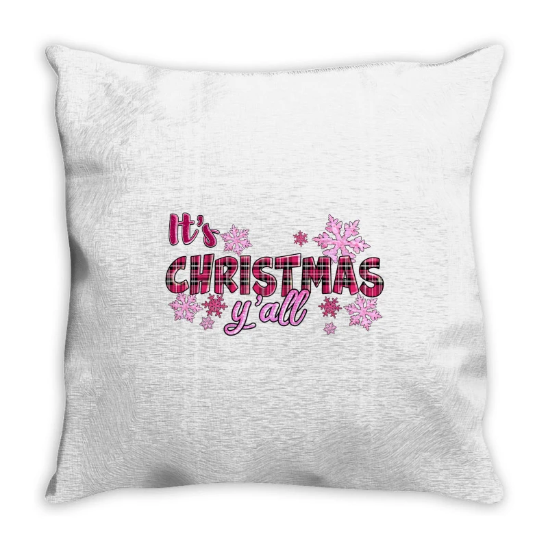 It's Christmas Y'all Season Pink Christmas Throw Pillow 1 It's Christmas Y'all Season Pink Christmas Throw Pillow