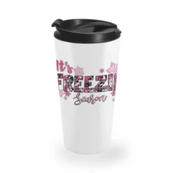 It's Freezin Season Pink Christmas Travel Mug