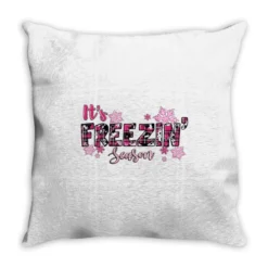 It's Freezin Season Pink Christmas Throw Pillow