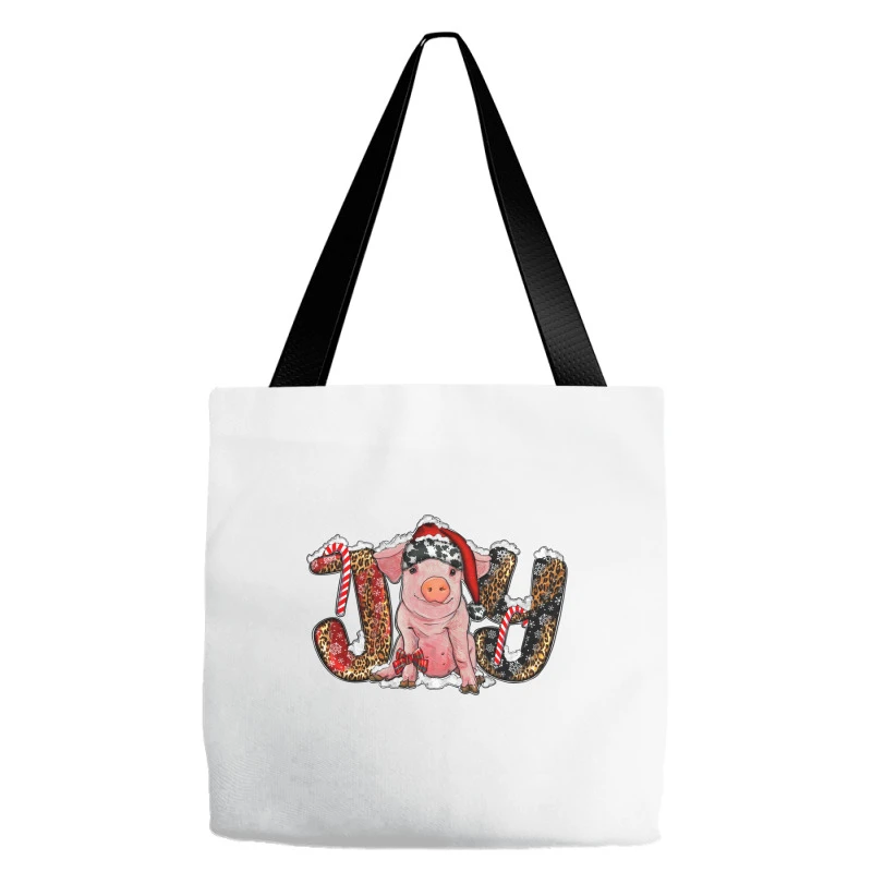 Christmas Joy With Pig Tote Bags 1 Christmas Joy With Pig Tote Bags
