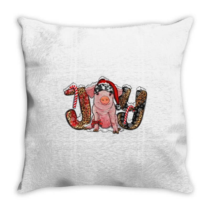 Christmas Joy With Pig Throw Pillow 1 Christmas Joy With Pig Throw Pillow