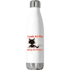 Look At Me Being All Festive Funny Cat Christmas Stainless Steel Water Bottle