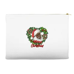 Merry Christmas African American Santa With Wreath Accessory Pouches