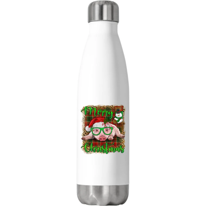 Merry Christmas Pig Stainless Steel Water Bottle 1 Merry Christmas Pig Stainless Steel Water Bottle