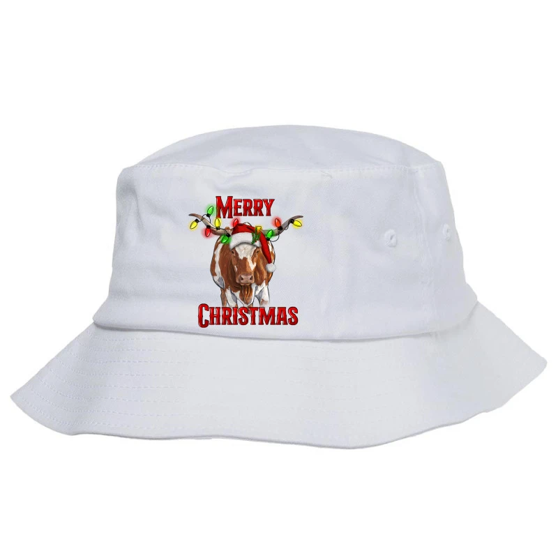 Merry Christmas Longhorn Cow Bucket Hat 1 Merry Christmas Longhorn Cow Bucket Hat