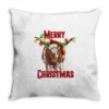 Merry Christmas Longhorn Cow Throw Pillow