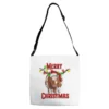 Merry Christmas Longhorn Cow Adjustable Strap Totes