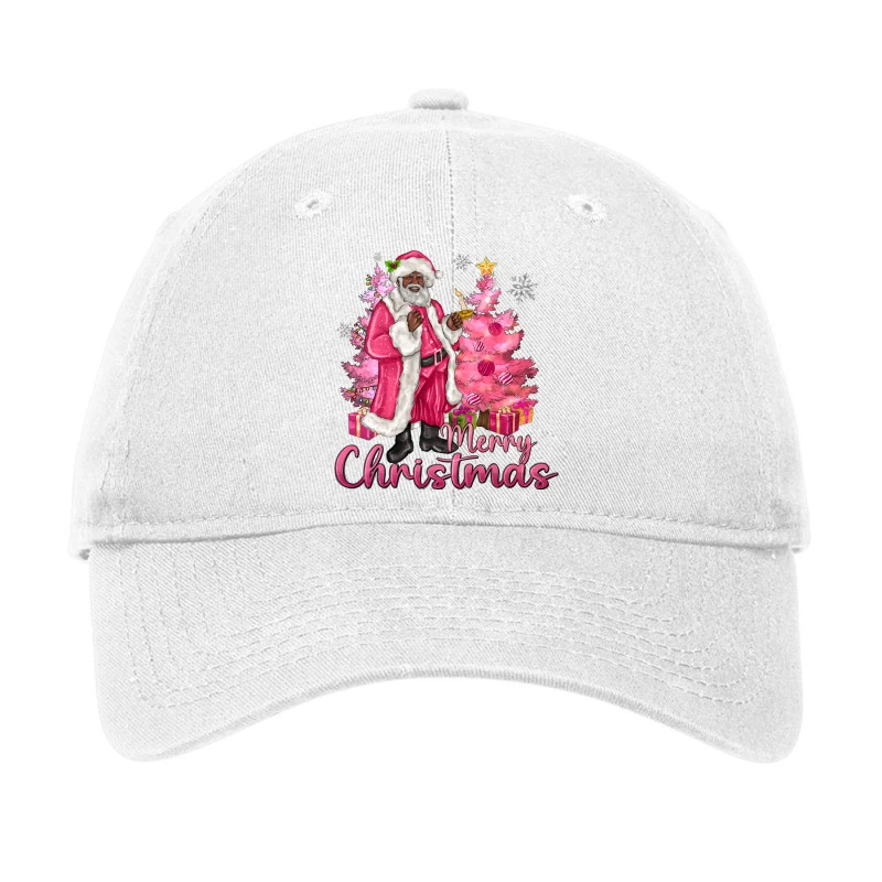 Pink Merry Christmas Black Santa Adjustable Cap 1 Pink Merry Christmas Black Santa Adjustable Cap