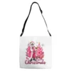 Pink Merry Christmas Black Santa Adjustable Strap Totes