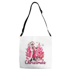 Pink Merry Christmas Black Santa Adjustable Strap Totes