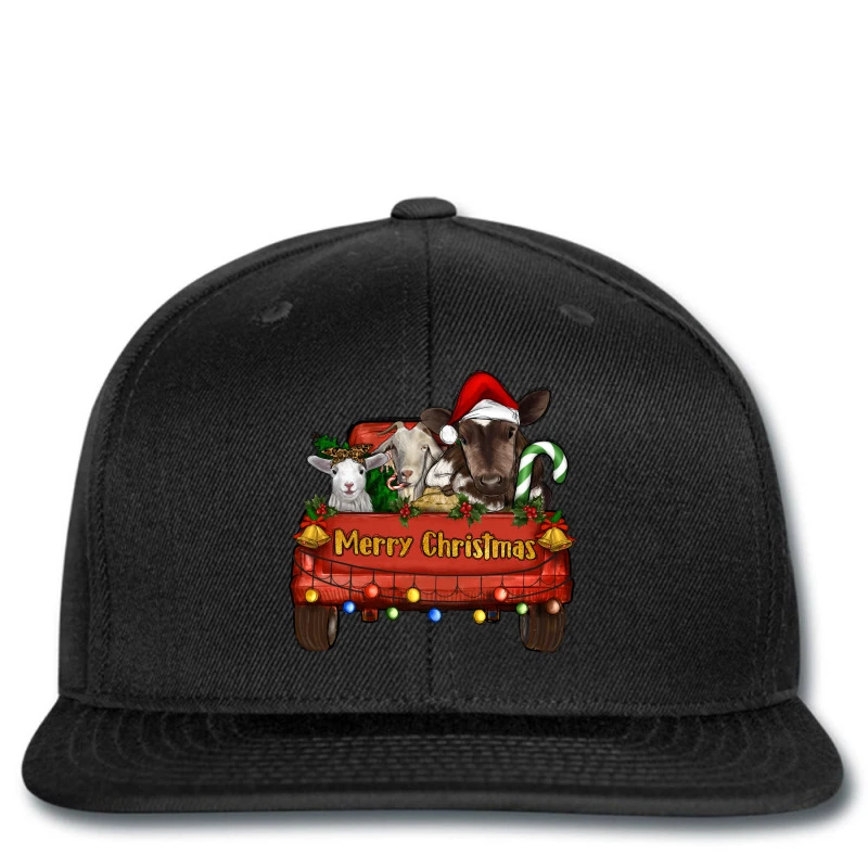 Merry Christmas Truck Farm Animals Printed Hat 1 Merry Christmas Truck Farm Animals Printed Hat