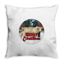 Merry Christmas Charolais Bull Throw Pillow