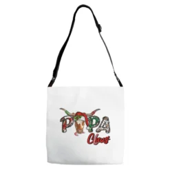 Papa Claus With Long Horn Western Christmas Adjustable Strap Totes